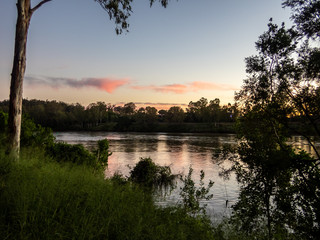 Fototapeta na wymiar Brisbane River Sunset Reflections