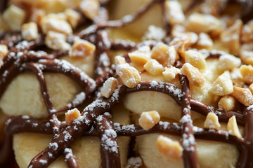 Banana with chocolate and nuts