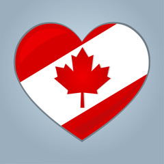 heart with canadian flag isolated vector symbol illustration