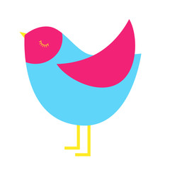 Blue and pink bird geometric illustration isolated on background