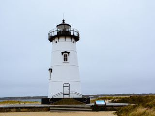 Fototapeta na wymiar Edgartown Harbor Light on an Overcast Day - Edgartown, Massachusetts
