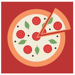 Pizza geometric illustration isolated on background