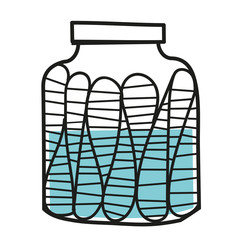 Bottle with blue liquid hand drawn illustration isolated on background