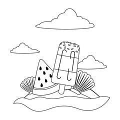 Summer and vacation icon set design vector illustration