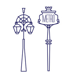 Metro sing and street lamp geometric illustration isolated on background - 270883906