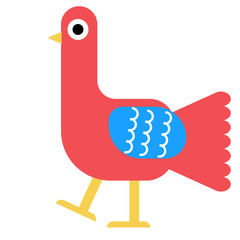 Red bird geometric illustration isolated on background