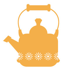 Yellow kettle geometric illustration isolated on background