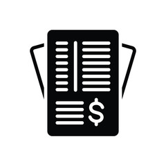 Black solid icon for invoice paper 