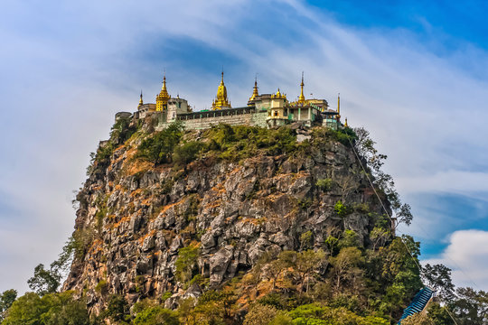 Taung Kalat (Pedestal Hill) near Mount Popa, with a Buddhist monastery on the top