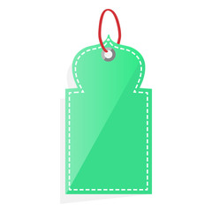 Vector Green Shining mosque dome and rectangle Blank Tag with rope and soft shadow