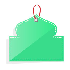 Vector Green Shining mosque dome and rectangle Blank Tag with rope and soft shadow