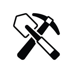 Black solid icon for shovel 