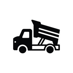 Black solid icon for dump truck 