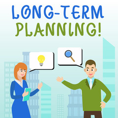 Handwriting text writing Long Term Planning. Conceptual photo establishing goals that you expected to achieve Business Partners Colleagues Jointly Seeking Problem Solution Generate Idea