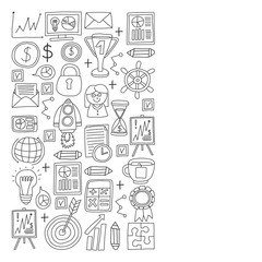 Vector set of bussines icons in doodle style.