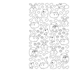 Vector set of beautiful round icons in the form of wild animals for children and design, print, cat ,bear, fox, bird ,hare or rabbit. Round animals with caption on white background