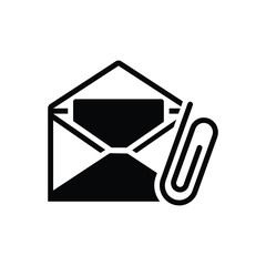 Black solid icon for e-mail attachment 