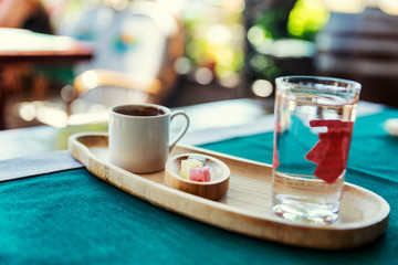 Turkish coffee on the table in a cafe