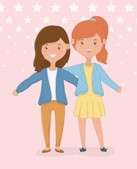 Friendship of girls cartoons design