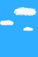 Illustration of blue sky with clouds. Background. 青空と雲のイラスト　背景素材