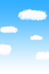 Illustration of blue sky with clouds. Background. 青空と雲のイラスト　背景素材	