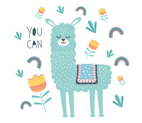 Llama cartoon design vector illustration