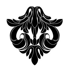 Black vintage baroque ornament, corner. Retro pattern antique style acanthus.Black vintage baroque ornament, corner. Retro pattern antique style acanthus.