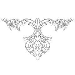 Black vintage baroque ornament, corner. Retro pattern antique style acanthus.Black vintage baroque ornament, corner. Retro pattern antique style acanthus.