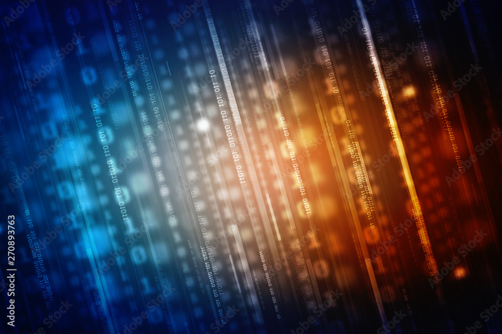 Poster 2d illustration abstract digital binary data on computer screen
