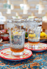 Cold traditional Iranian drink with chia seeds