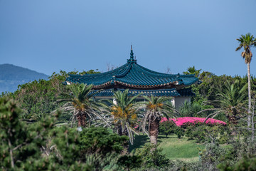 Obraz premium Asian pavilion standing on top of a hill_in Korea