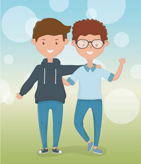Friendship of boys cartoons design