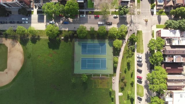 aerial view of tennis courts