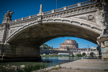 Architecture and bridge in the city of Rome, italy