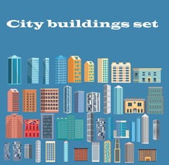 City buildings  icons set, vector.