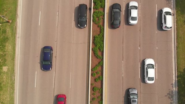 Aerial Drone Chicago Traffic flowing