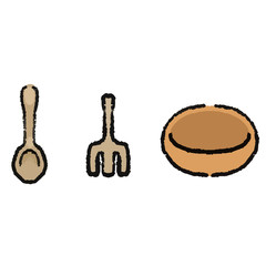 木の食器のイラスト