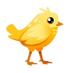 Cute little chick walk side view cartoon character design flat vector illustration
