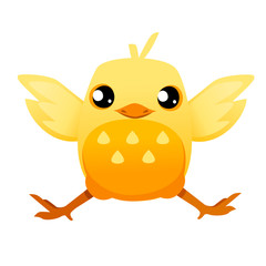 Cute little chick jump up front view cartoon character design flat vector illustration