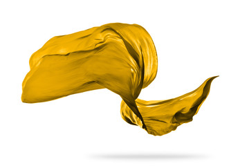 Flying piece of coloured cloth on white background