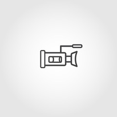 video camera with microphone on tripod vector icon