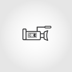 video camera with microphone on tripod vector icon