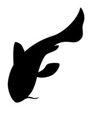 Black silhouette Koi carp japanese symbol of luck fortune prosperity black dotted koi carp cartoon flat vector illustration isolated on white background