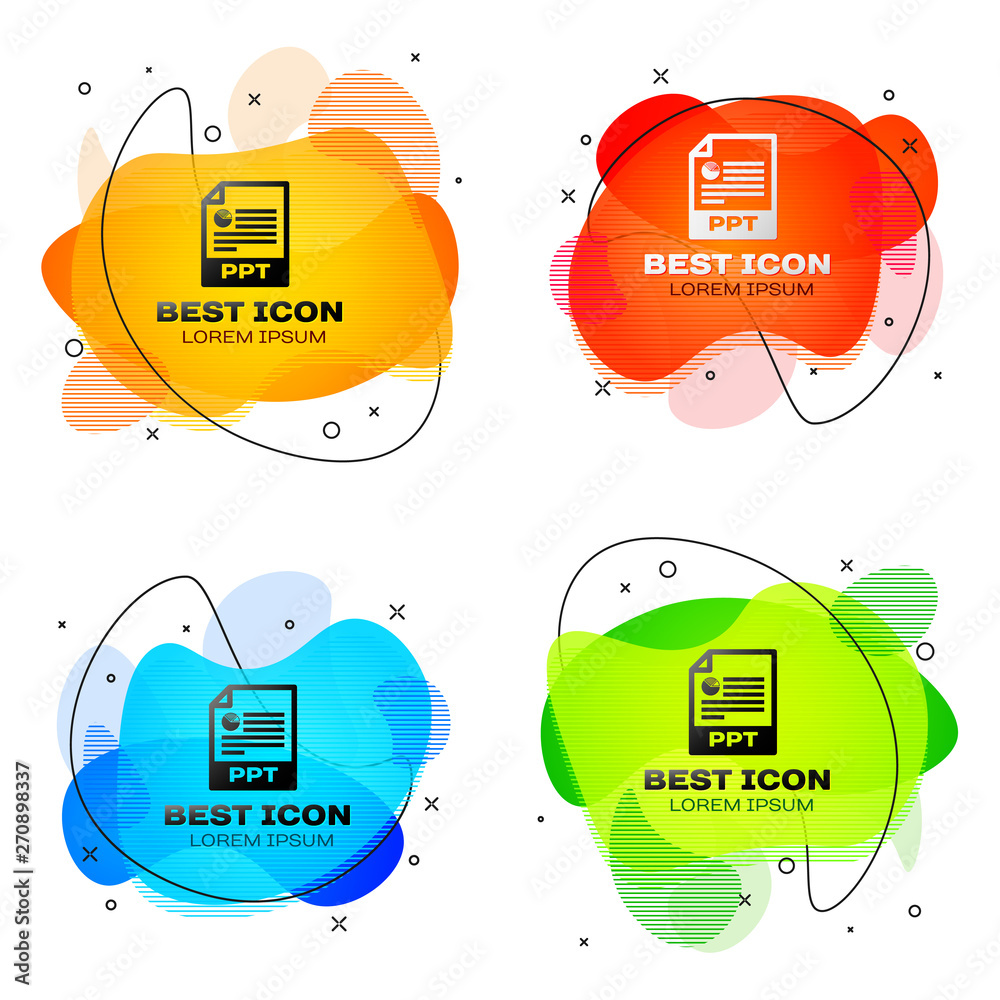 Fototapete black ppt file document icon. download ppt button icon isolated. ppt file presentation. set of liqui