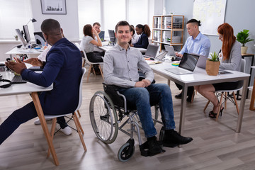 Disabled Man On Wheelchair