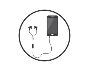 Obraz premium playing music with headset illustration design