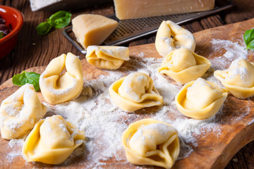 Delicious tortellini di formaggio with cheese and pepper filling