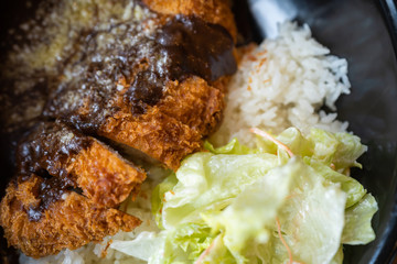 Crispy fried pork cutlet with curry rice