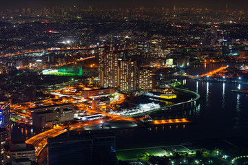 Fototapeta na wymiar Yokohama Cityscape at night, Japan