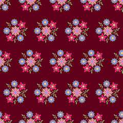 Beautiful flowers seamless pattern. Summer vector background